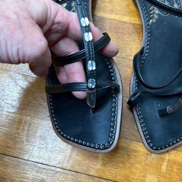 Grendene Brazil Andrea Black Rhinestone Sandal Size 9 Flats - Picture 2 of 6